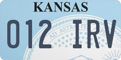 KS license plate 012IRV