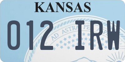 KS license plate 012IRW
