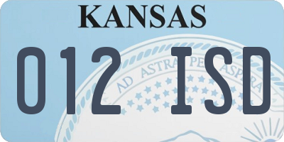 KS license plate 012ISD