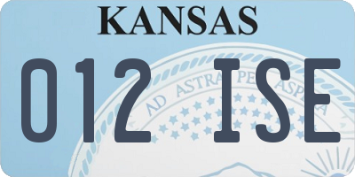 KS license plate 012ISE