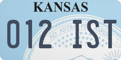 KS license plate 012IST