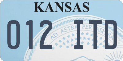 KS license plate 012ITD