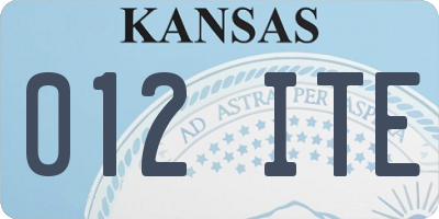 KS license plate 012ITE