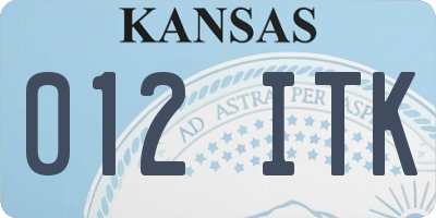 KS license plate 012ITK