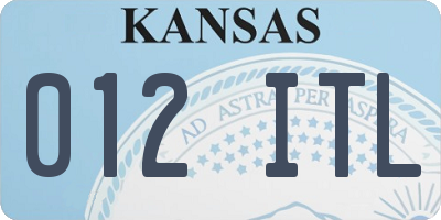 KS license plate 012ITL
