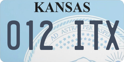 KS license plate 012ITX