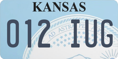 KS license plate 012IUG
