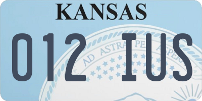 KS license plate 012IUS