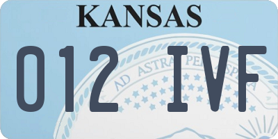 KS license plate 012IVF