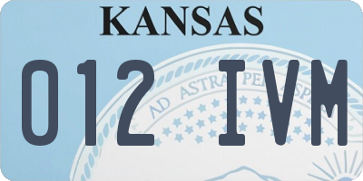 KS license plate 012IVM