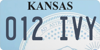 KS license plate 012IVY