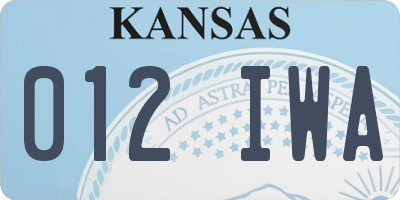 KS license plate 012IWA