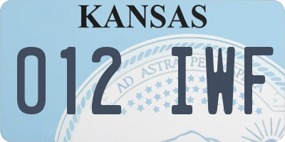 KS license plate 012IWF