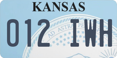 KS license plate 012IWH