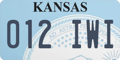 KS license plate 012IWI