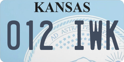 KS license plate 012IWK