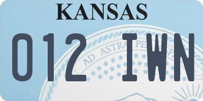 KS license plate 012IWN