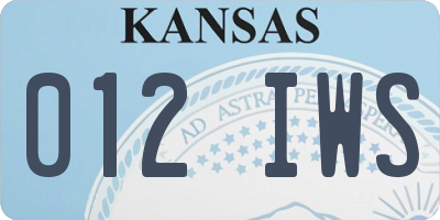 KS license plate 012IWS