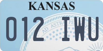 KS license plate 012IWU