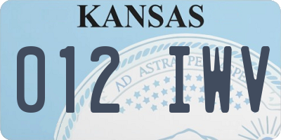 KS license plate 012IWV