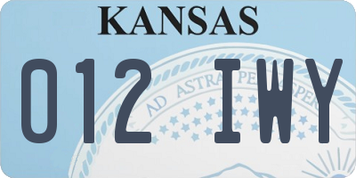 KS license plate 012IWY