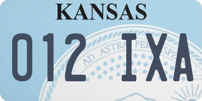 KS license plate 012IXA