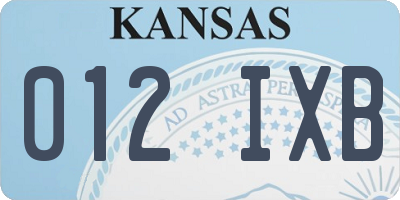 KS license plate 012IXB