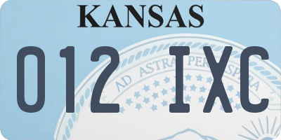 KS license plate 012IXC