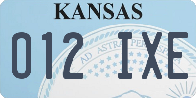 KS license plate 012IXE