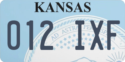 KS license plate 012IXF