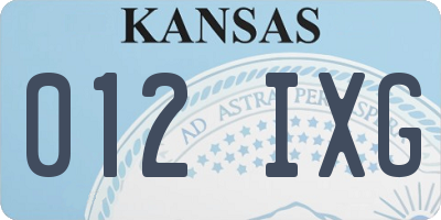KS license plate 012IXG