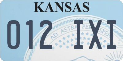 KS license plate 012IXI