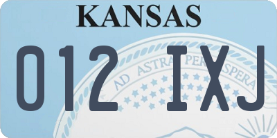 KS license plate 012IXJ