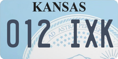 KS license plate 012IXK