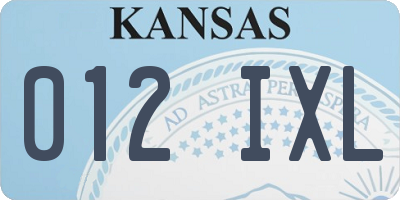 KS license plate 012IXL