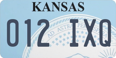 KS license plate 012IXQ