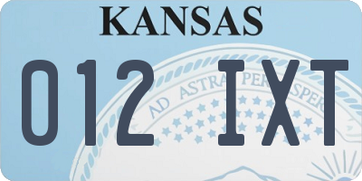 KS license plate 012IXT