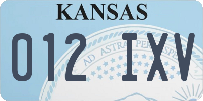KS license plate 012IXV