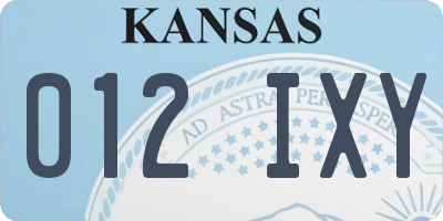 KS license plate 012IXY