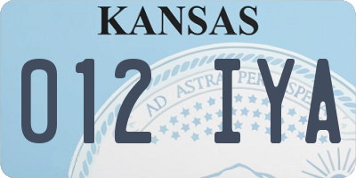 KS license plate 012IYA