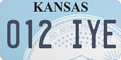 KS license plate 012IYE