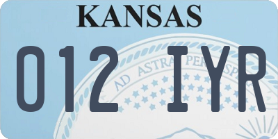 KS license plate 012IYR