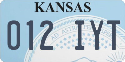 KS license plate 012IYT