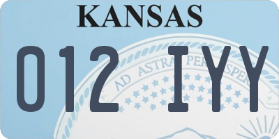 KS license plate 012IYY