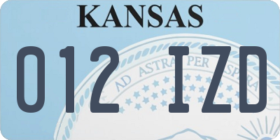 KS license plate 012IZD