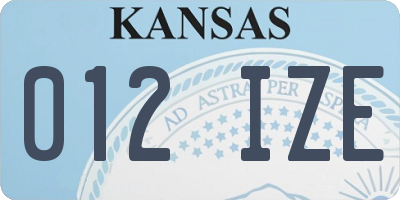 KS license plate 012IZE