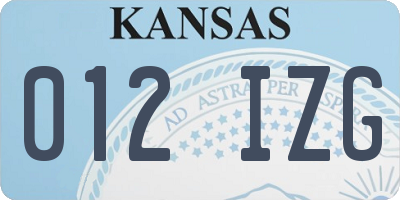 KS license plate 012IZG