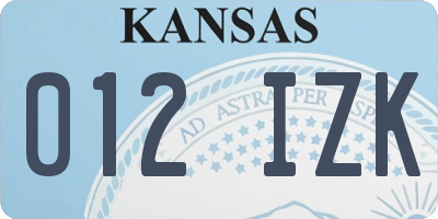 KS license plate 012IZK