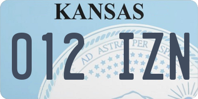 KS license plate 012IZN