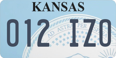 KS license plate 012IZO